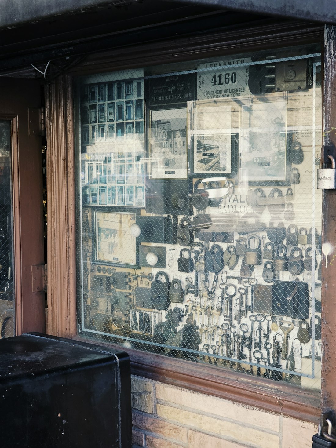Locksmith workshop with tools and key-cutting equipment